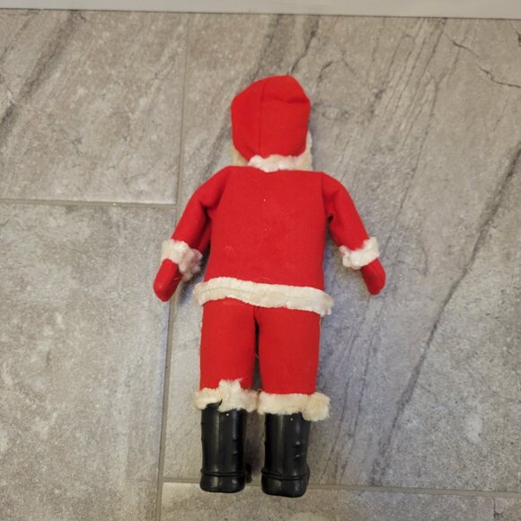 Vintage Rubber Face Santa Made In Japan Black Boots 11” Felt - Picture 3 of 4